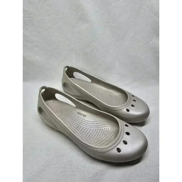 Crocs Shoes - Crocs Silver Women's Kadee Slingback Flats Ballerina Slip on Shoes Sz 9 Women's